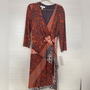 NWT Ivy Blu Geometric Contemporary Baddie Art to Wear Wrap Style Dress Size 10